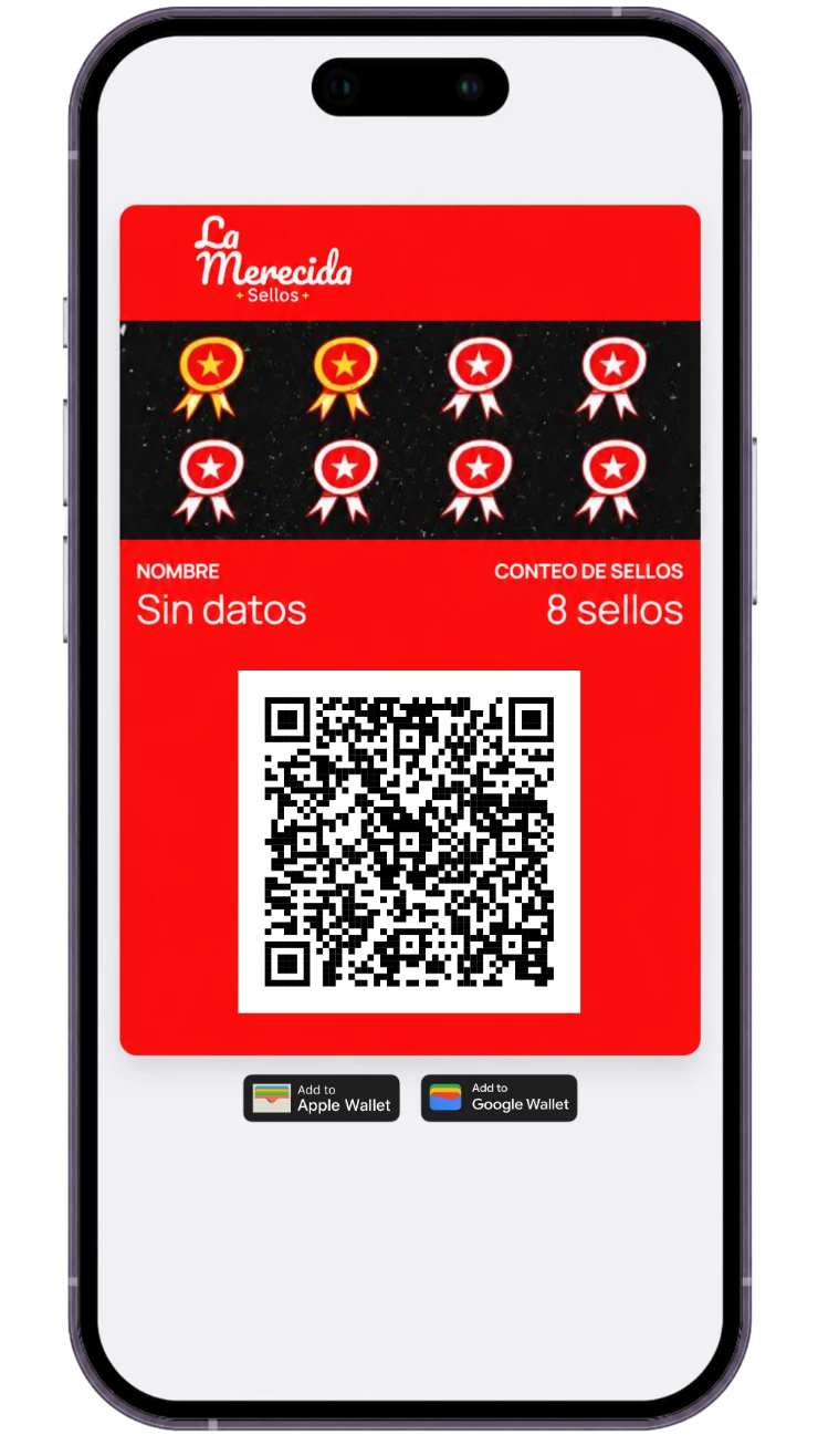 Tarjeta de sellos Wally de La Merecida en el Wallet del teléfono